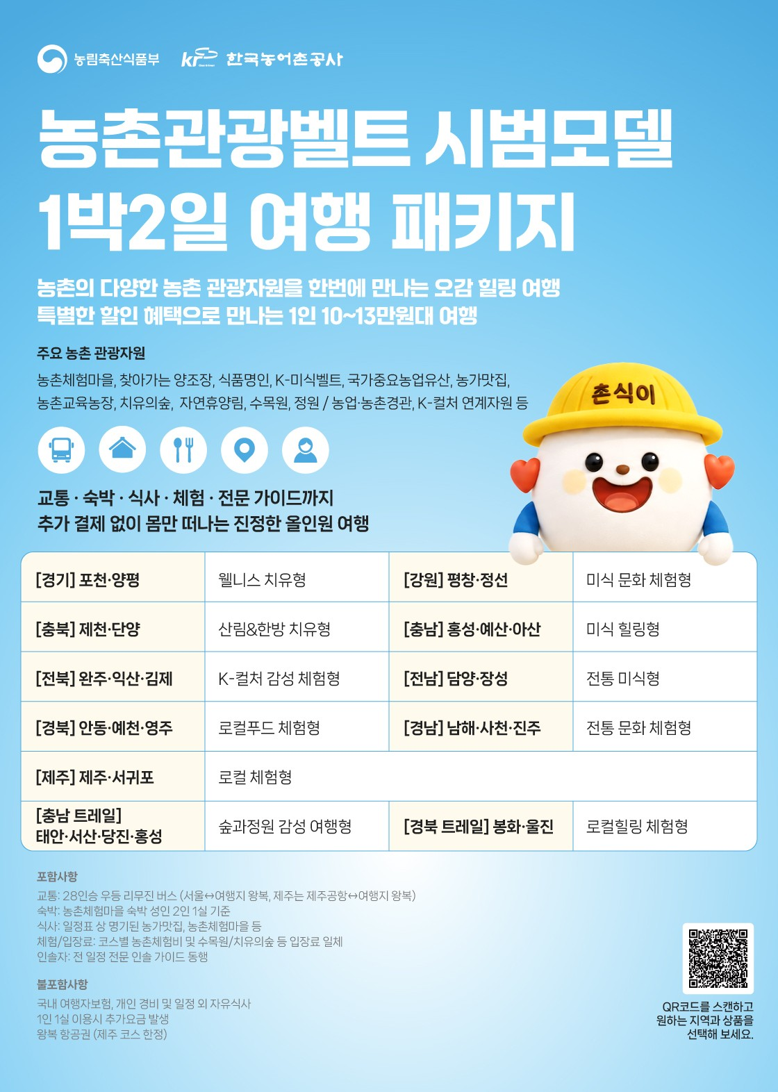 A promotional poster for the specialized travel packages based on the rural tourism belt pilot models [Ministry of Agriculture, Food and Rural Affairs]