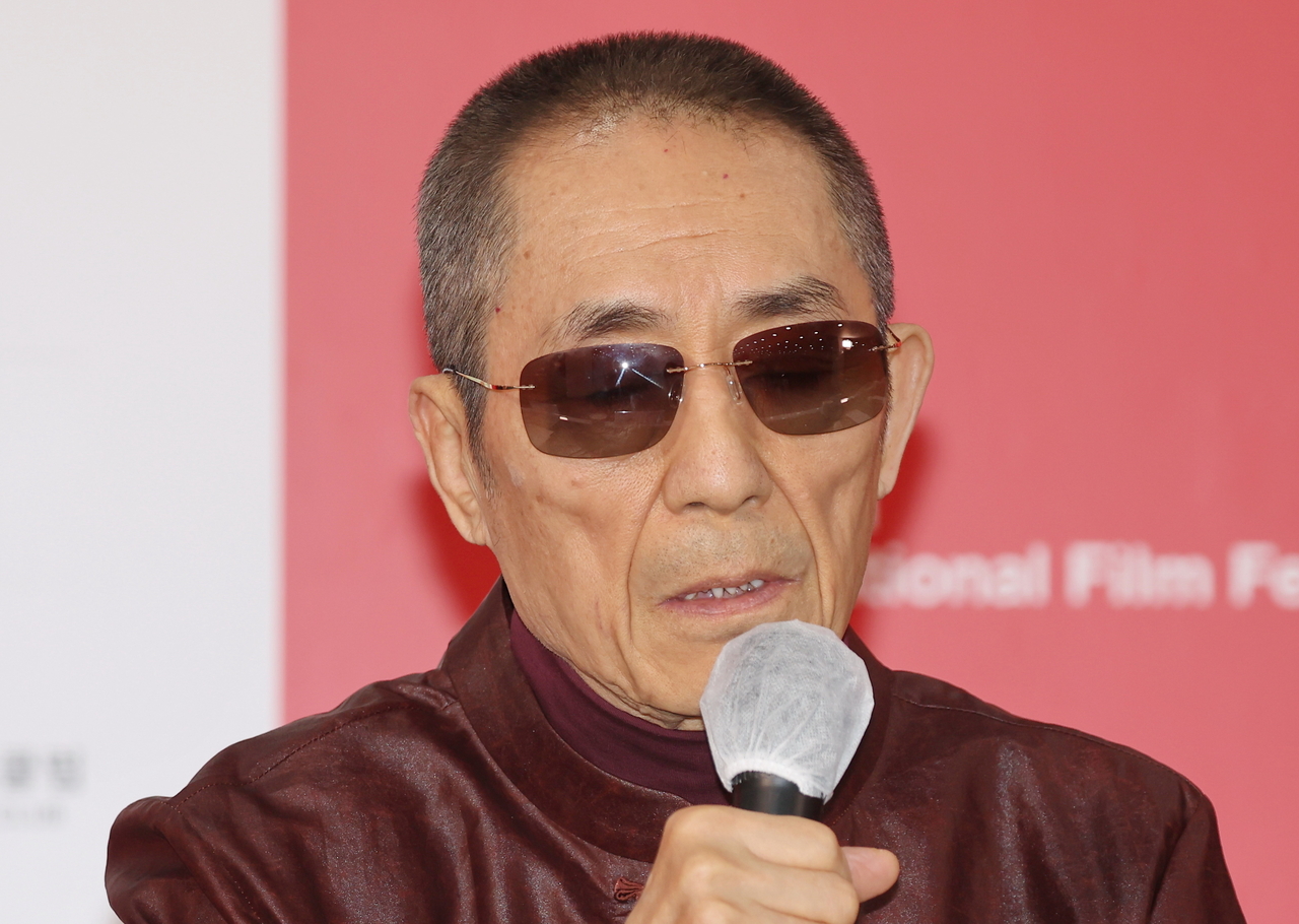 Chinese director Zhang Yimou, jury president of the 31st Busan International Film Festival, speaks at a press conference for competition jury members held at the Busan Cinema Center in Haeundae-gu, Busan, on Wednesday, the festival's second day. [Yonhap]