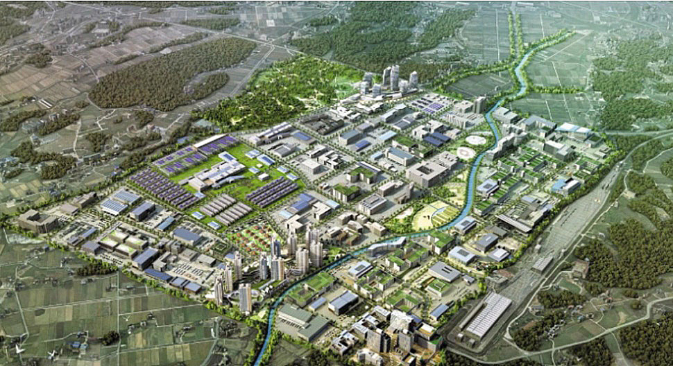 Aerial rendering of the planned natural-product biotech industrial complex in Gujeong-myeon, Gangneung