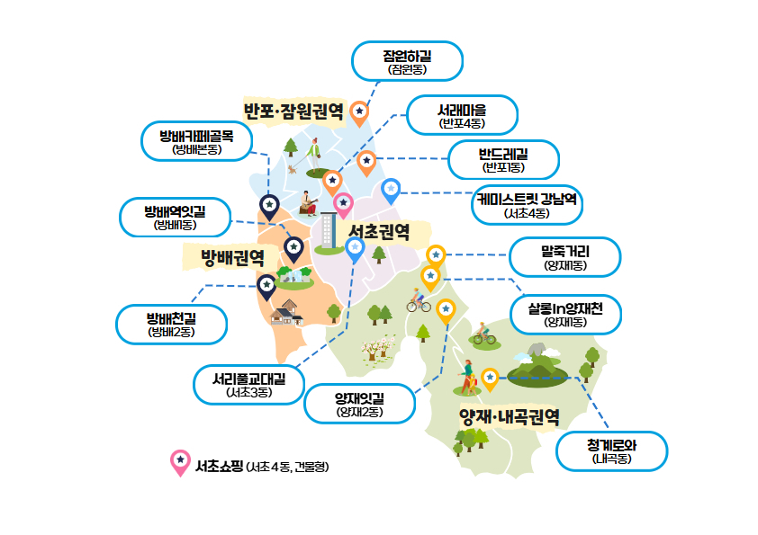 서초 12대 골목상권 위치도