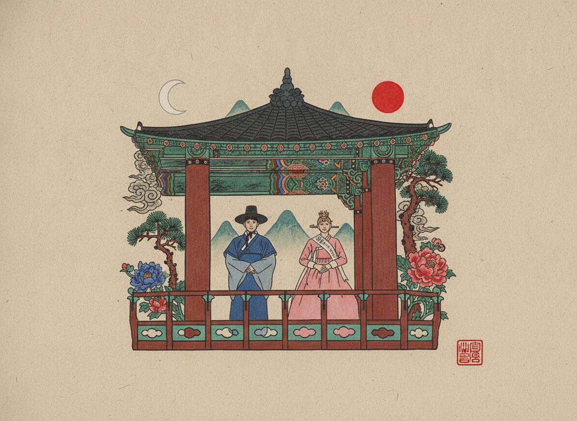 An illustration featured on Mai’s wedding invitation (Kimchi Ghost Mai)