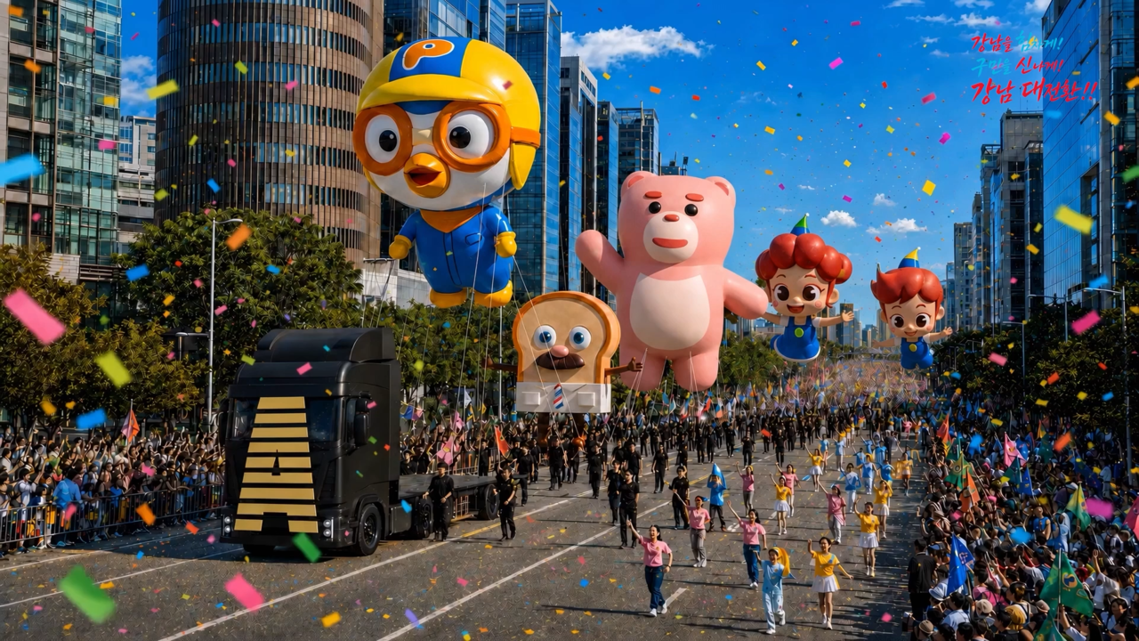 The grand parade along Dosan-daero in Gangnam on Thursday