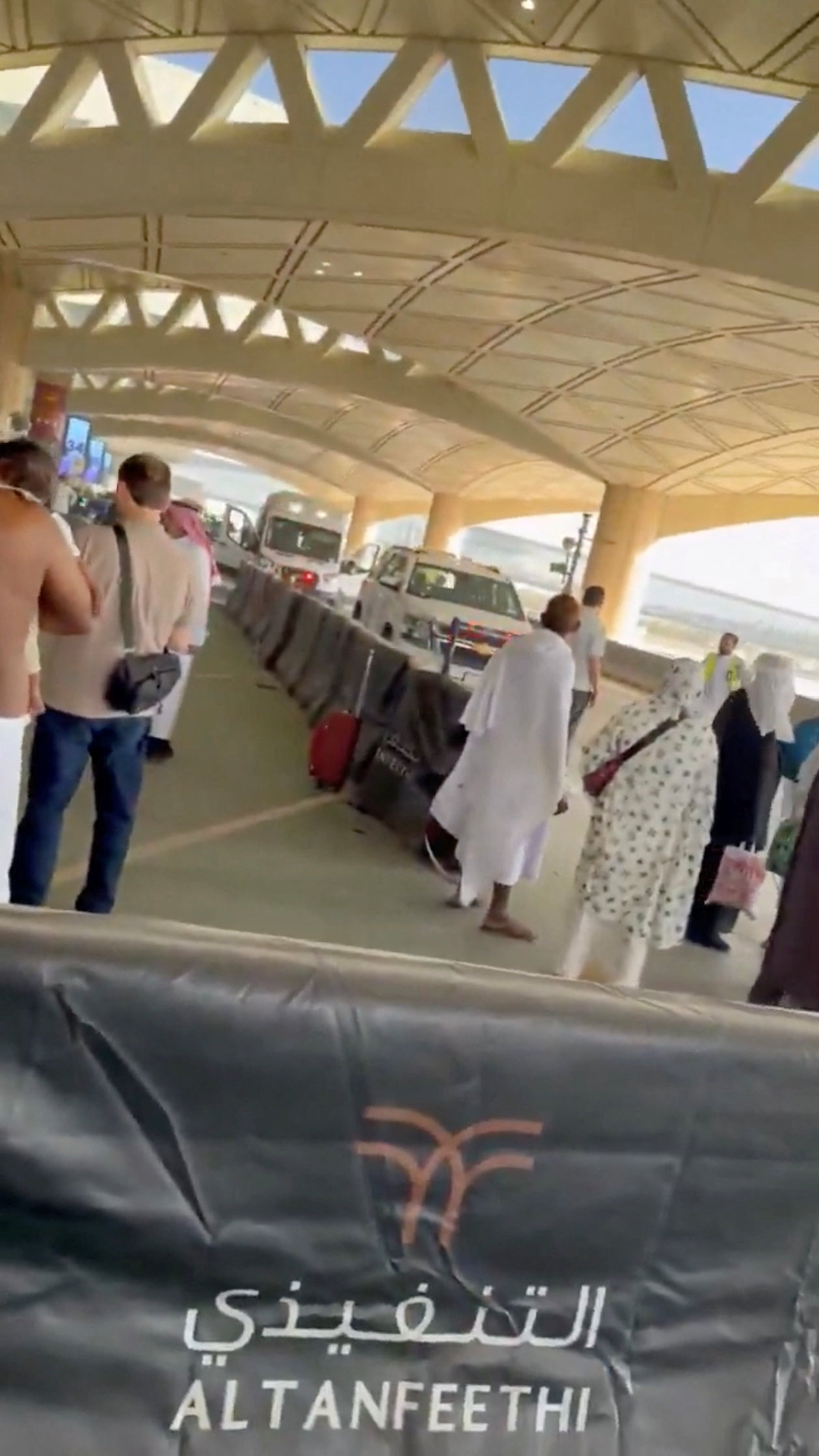 Ambulances wait outside King Khalid International Airport in Riyadh, Saudi Arabia, on Saturday (local time) to transport the wounded after the airport was struck. [Reuters]