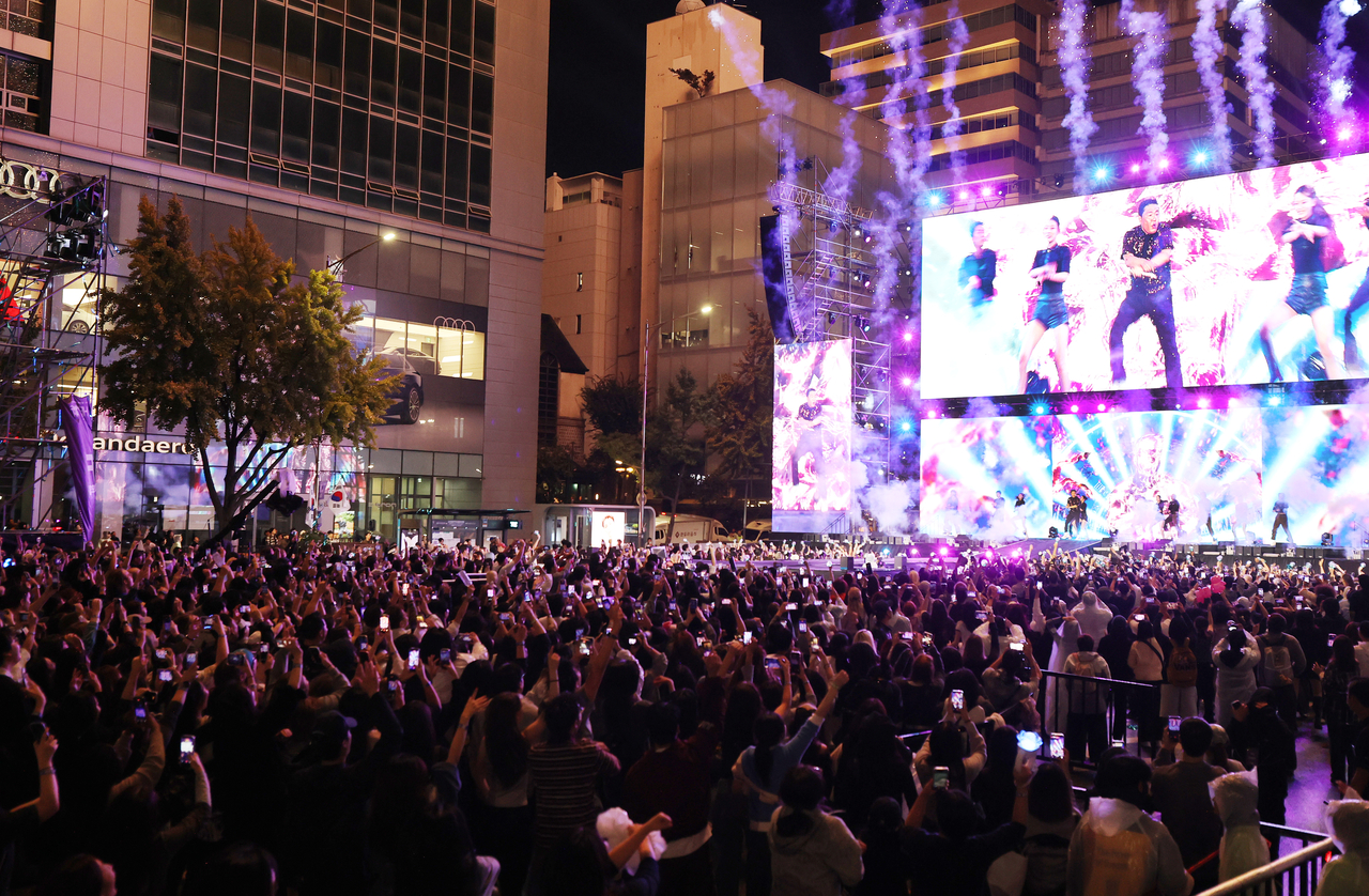 Crowds pack the venue for a K-pop concert