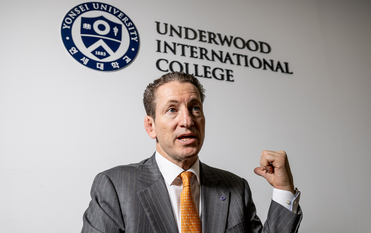 John Frankl, dean of Yonsei University's Underwood International College, speaks  to The Korea Herald on Thursday. (Yoon Chang-bin/The Korea Herald)