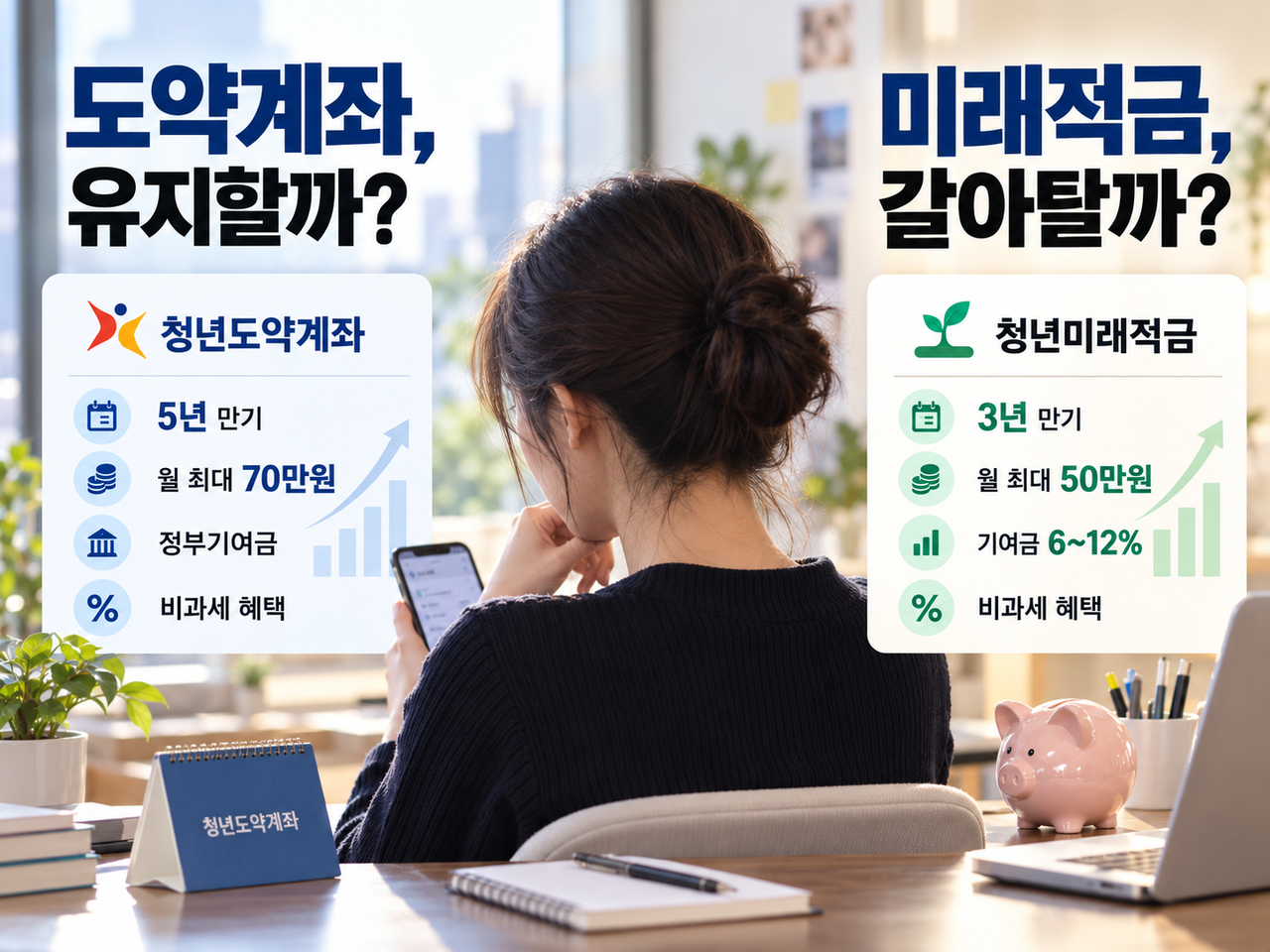 “5년 부어 5000만원” vs. “3년 부어 2000만원” 청년도약계좌 유지할까, 청년미래적금 갈아탈까 [머니뭐니]