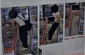 냉동고 전원 끄고 휴대폰 충전한 여성 사진 공개…무인 아이스크림 매장인데