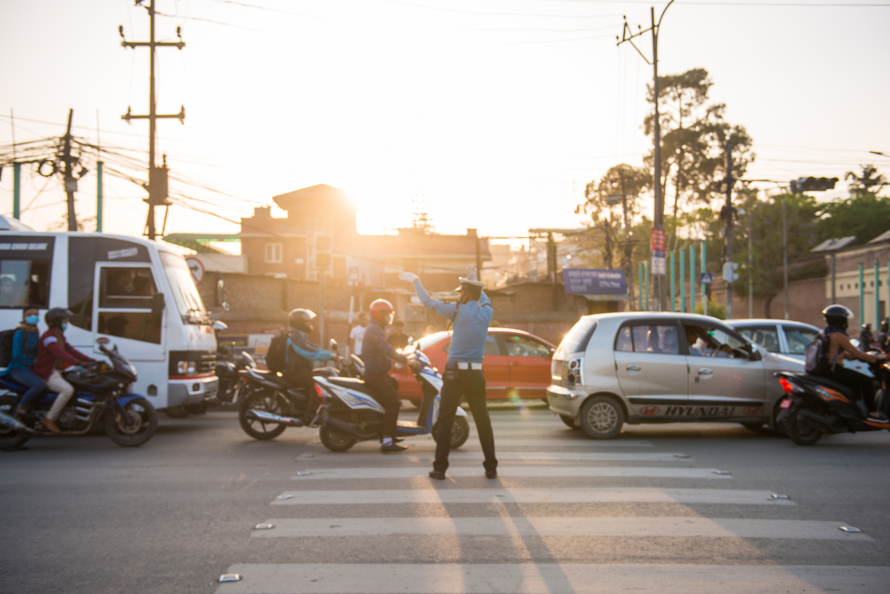 Traffic police officers work on a road in Kathmandu, Nepal, in this 2018 file photo. (Gettyimagesbank)
