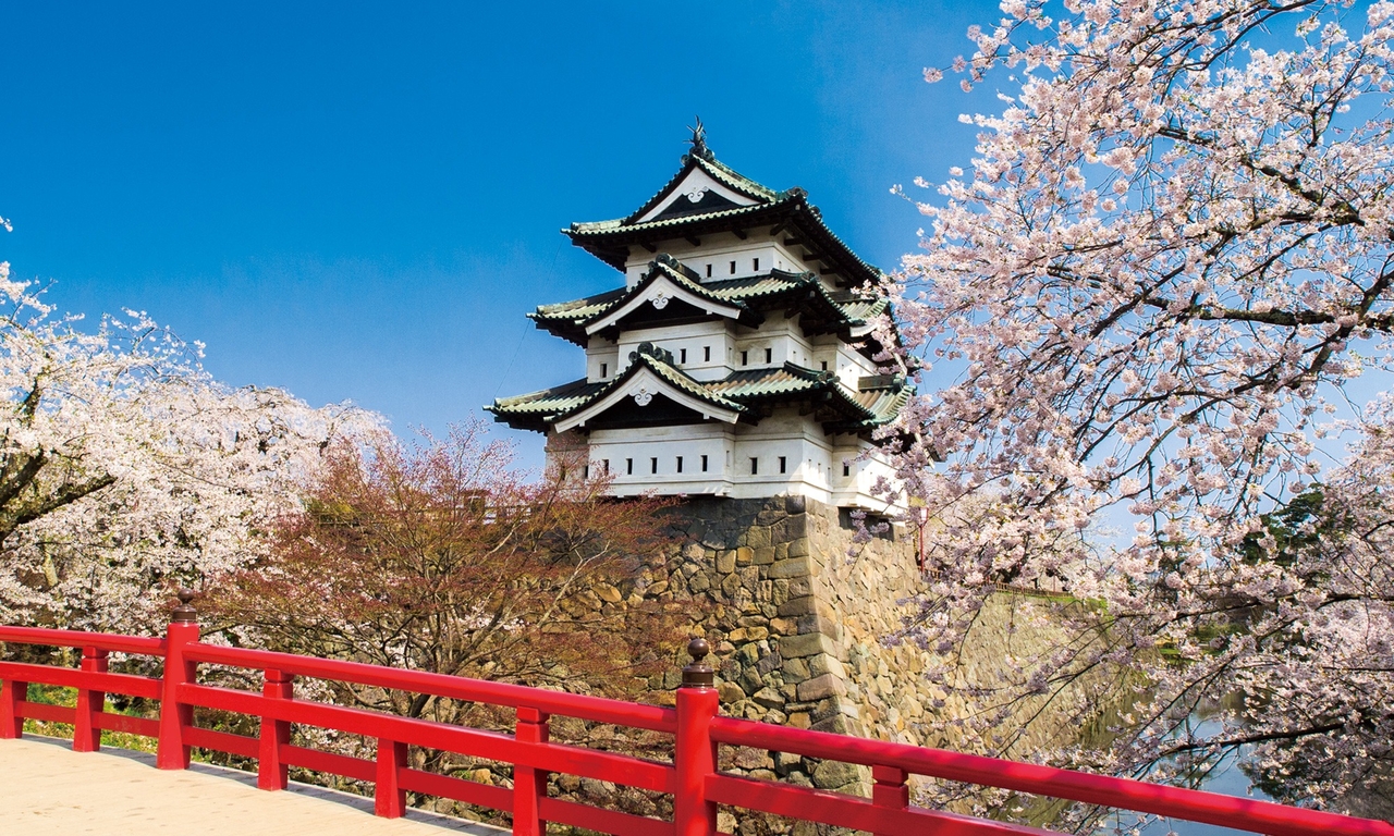 Hirosaki Castle as it stood atop its stone ramparts [Hirosaki Park]