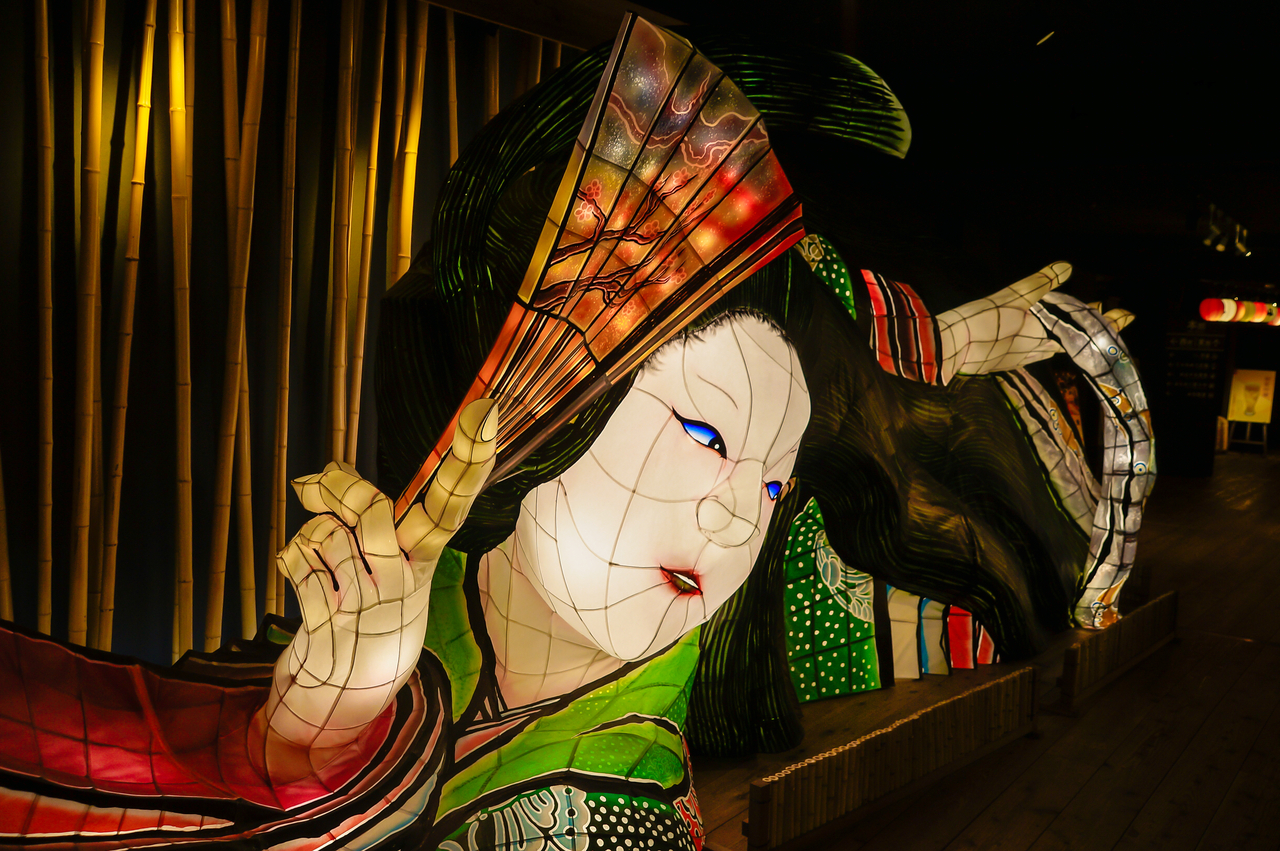 A large nebuta float depicting Princess Kaguya, the heroine of a classic Japanese folk tale, at Aomoriya by Hoshino Resorts [Kim Myung-sang]