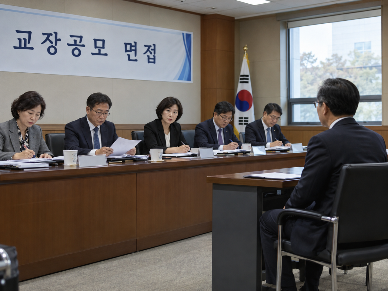 교장공모제 면접 현장. [AI로 제작]