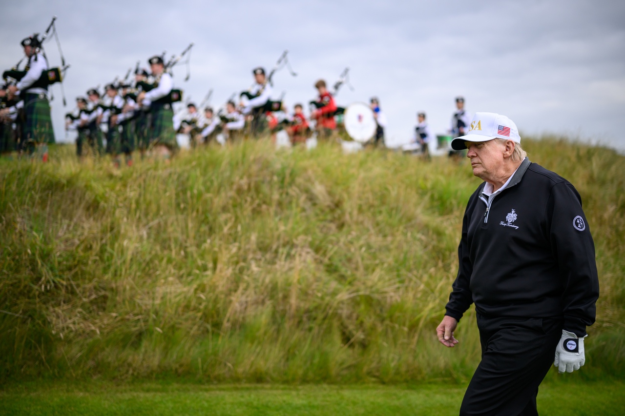 President Donald Trump participates in the grand opening ceremony of Trump International Golf Links Aberdeen on  July 29, 2025, in Aberdeen, Scotland. (White House)