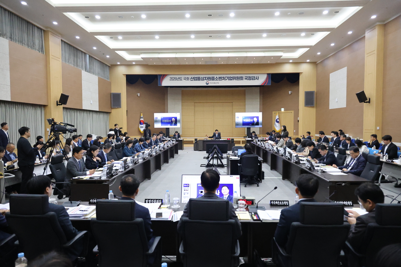 13일 대전정부청사 지식재산처에서 산업통상자원중소벤처기업위원회 국정감사가 열리고 있다. [연합]