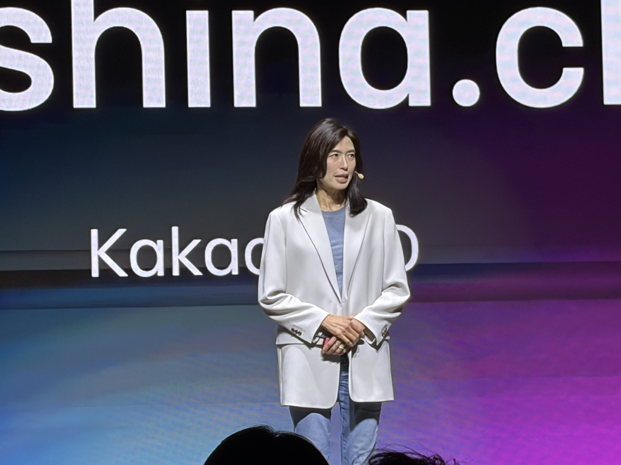 정신아 카카오 대표가 13일 경기도 용인시 카카오 AI 캠퍼스에서 열린 ‘이프카카오(if(kakao)26)’ 컨퍼런스에 참석해 발언하는 모습 [차민주 기자/chami@]