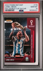 REPLICA TROPHY FROM ARGENTINA'S 2022 CHAMPIONSHIP CELEBRATION AND MESSI TRADING CARD HEAD TO AUCTION