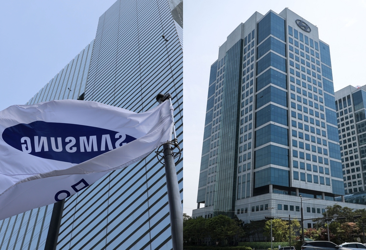 Samsung Electronics (left) and Hyundai Motor Group headquarters in southern Seoul (Newsis)