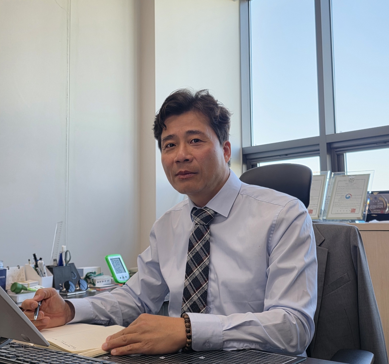 김지훈 SG한국삼공 농업연구소 소장이 전북 김제 농업연구소에서 농약 연구개발 현황과 향후 연구 방향을 설명하고 있다. [SG한국삼공 제공]