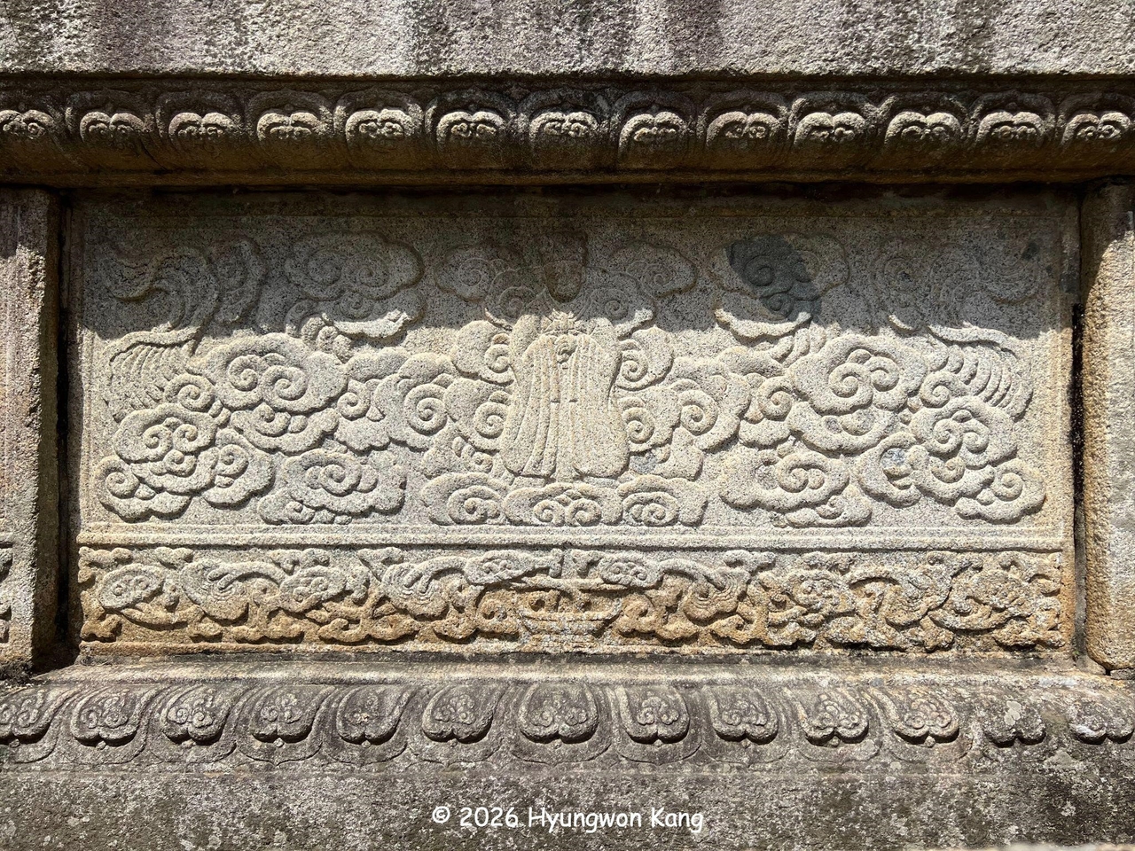 The finely carved granite screens surrounding the two burial mounds at Hyonjongnung (Hyungwon Kang)