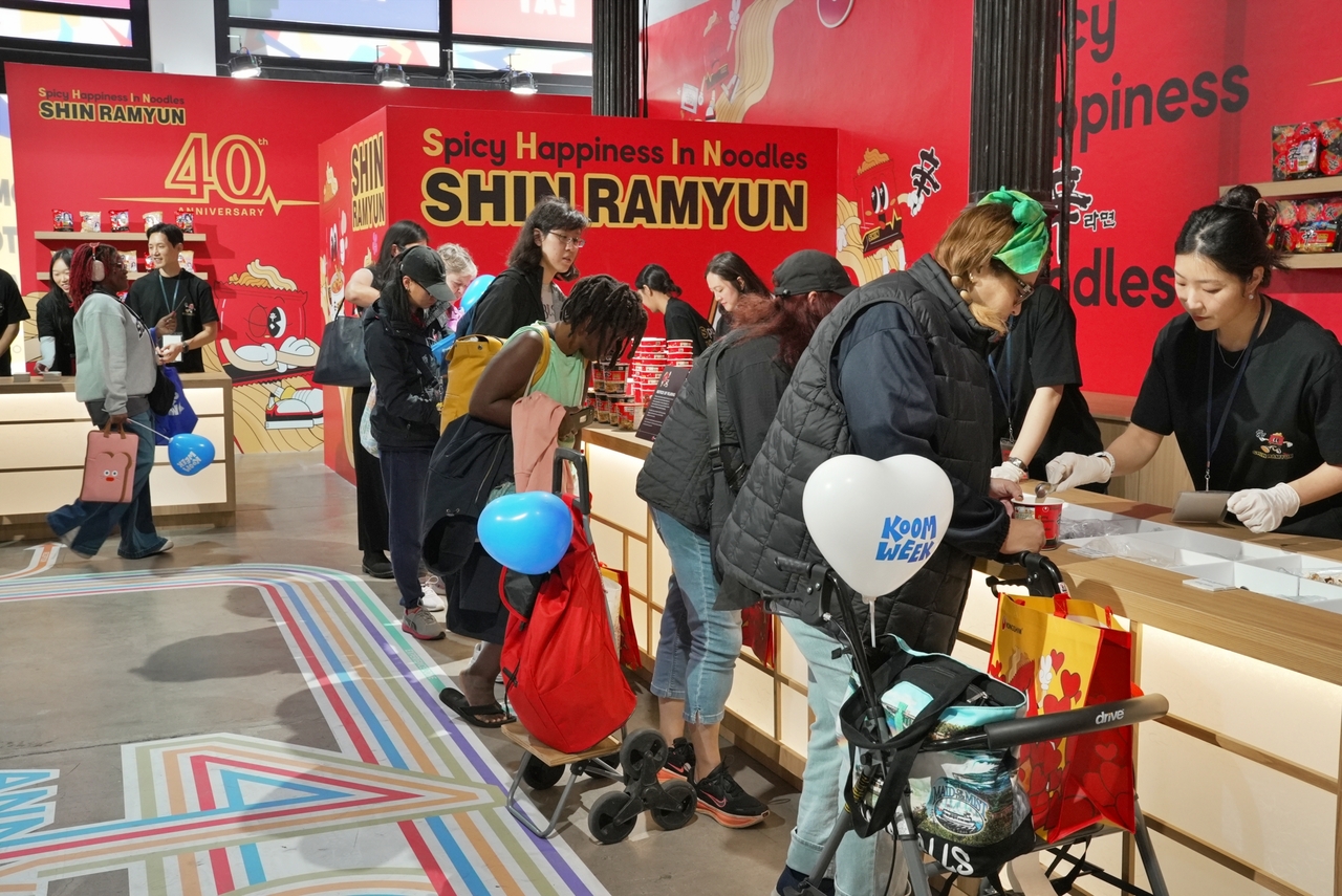 The Nongshim booth themed around Shin Ramyun at KOOM Week 2026, a K-startup festival held in Manhattan, New York. [Nongshim]