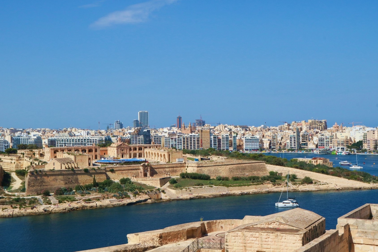 Defensive walls around Manoel Island as seen from Valletta, Malta (Son Ji-hyoung/The Korea Herald)