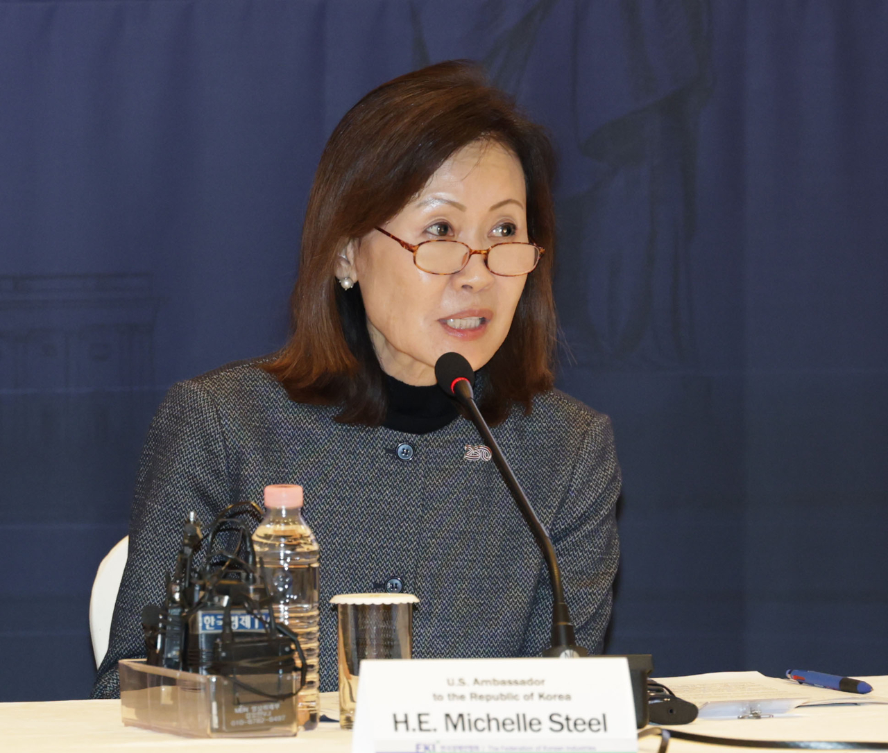 US Ambassador to South Korea Michelle Steel speaks during the 36th plenary meeting of the South Korea-US Business Council at the headquarters of the Federation of Korean Industries in Seoul, Thursday. (Yonhap)