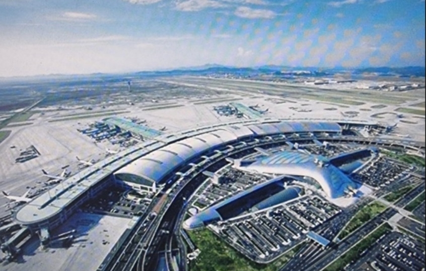 An aerial view of Incheon International Airport.