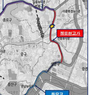 Location of Jeongneungcheon Overpass in northeastern Seoul (Seoul Metropolitan City)
