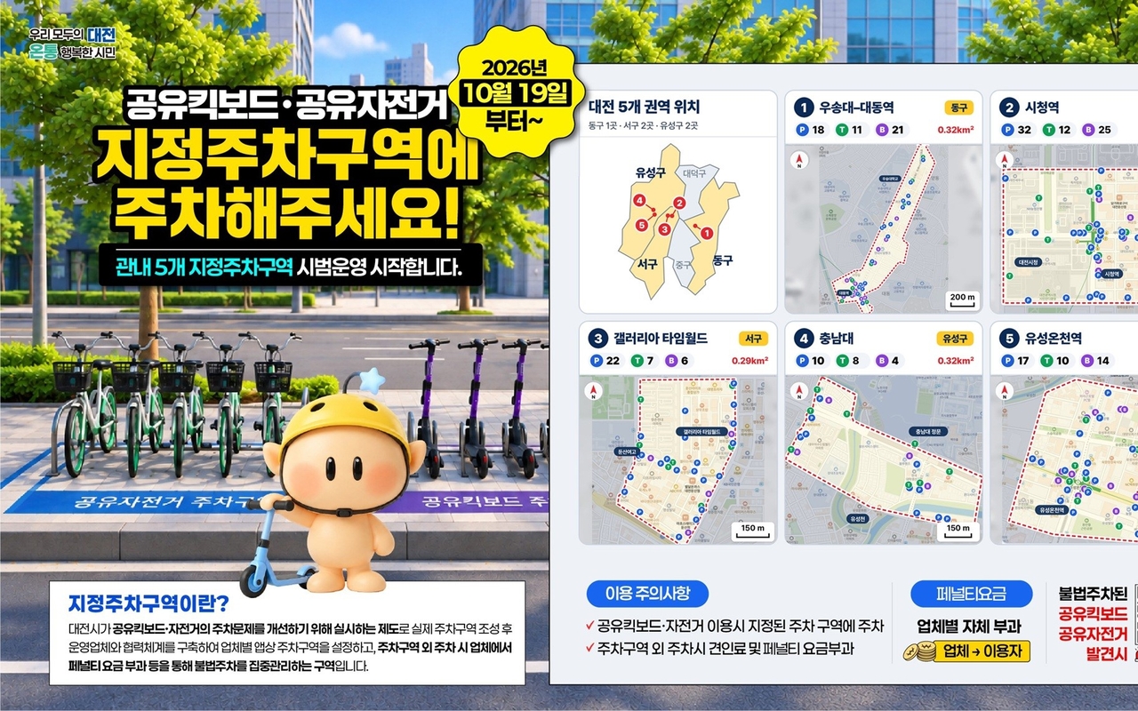 대전시 킥보드 자전거 지정주차 구역 조성 인포그램.