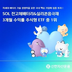신한운용 ‘SOL 전고체배터리&실리콘음극재 ETF’, 3개월 수익률 1위