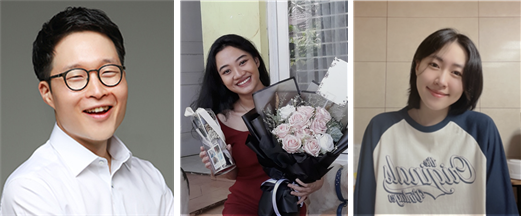 From left: Professor Park Young-gyun, master's graduate Ratna Aditya Apsari, and master's graduate Lee So-mi of the Department of Bio and Brain Engineering. [Provided by KAIST]