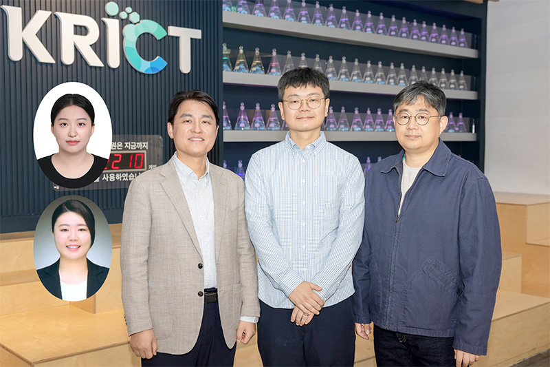 이번 연구를 수행한 공동연구진. 우인선(왼쪽 상단부터 시계방향으로) 한기대 박사과정생, 배진우 한기대 교수, 김주현, 손은호 화학연 책임연구원, 박채린 UST 석사과정생.[한국화학연구원 제공]