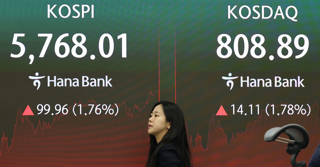 사진은 서울 중구 하나은행 본점 딜링룸 모습 [연합]
