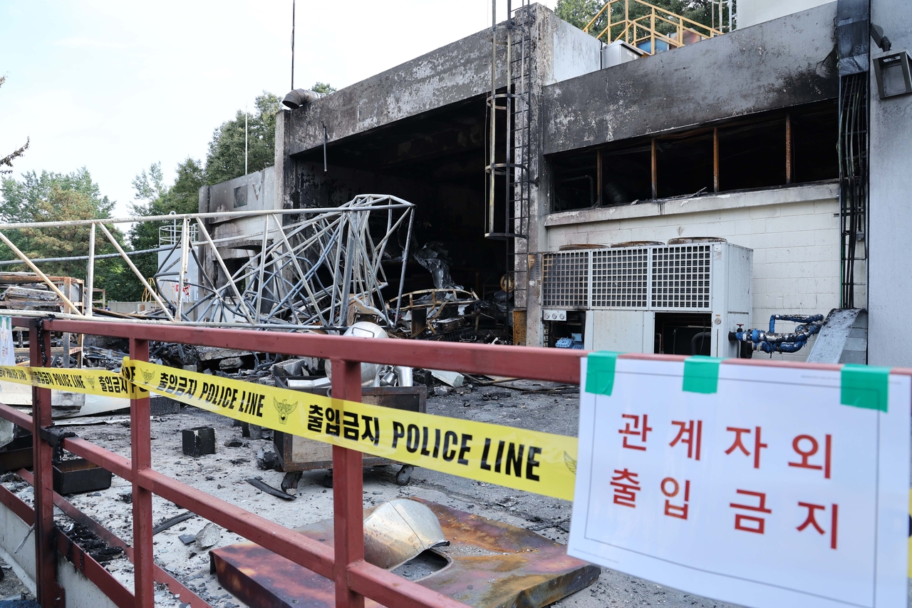 1일 폭발 사고가 발생한 대전 유성구 한화에어로스페이스 대전사업장. 이날 사고로 현재까지 5명이 숨지고 2명이 중경상을 입은 것으로 파악됐다. [연합]