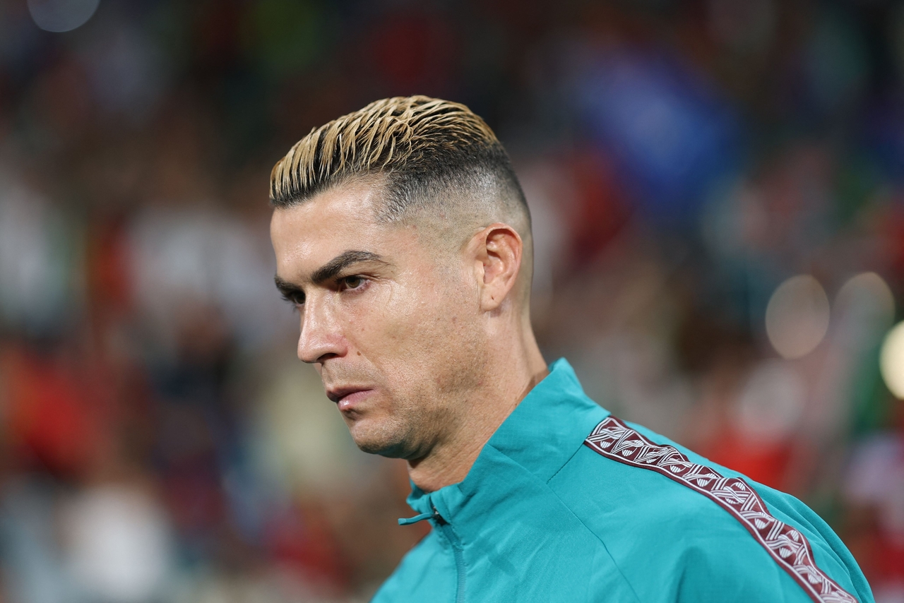 Portugal's Cristiano Ronaldo looks on ahead of the UEFA Nations League match against Wales, at Jose Alvalade stadium in Lisbon, Portugal, Sept. 24. (AFP-Yonhap)