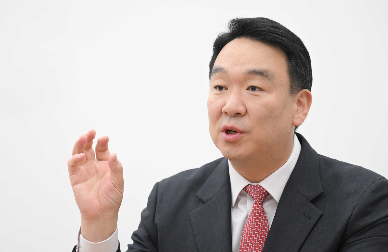 정희용 국민의힘 사무총장이 21일 오후 서울 여의도 국회에서 인터뷰를 하고 있다. 이상섭 기자