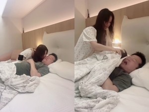 김지민, ♥김준호에 키스 후 얼굴에 물벼락..“잠든 모습도 눈에 담고파”