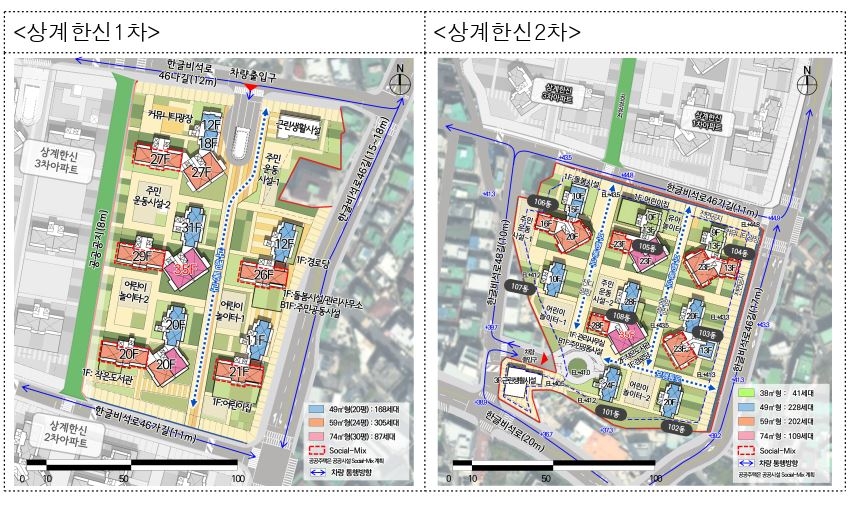 노원구 상계한신1차, 2차 예상 배치도. [서울시]
