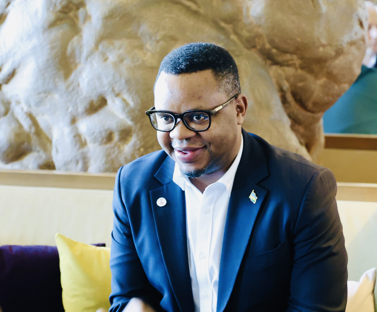 Yves Iradukunda, Rwanda’s minister of state for ICT and innovation, speaks during an interview with The Korea Herald at the Grand Hyatt Seoul on Thursday. (Embassy of Rwanda in Seoul)