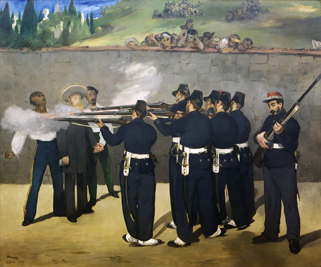 에두아르 마네, 막시밀리아노 1세의 처형, 1867년 6월19일, 1868~1869, 캔버스에 유채, 252x302cm, 만하임 시립 미술관[Kunsthalle Mannheim, Sammlung, Public Domain, commons.wikimedia.org]