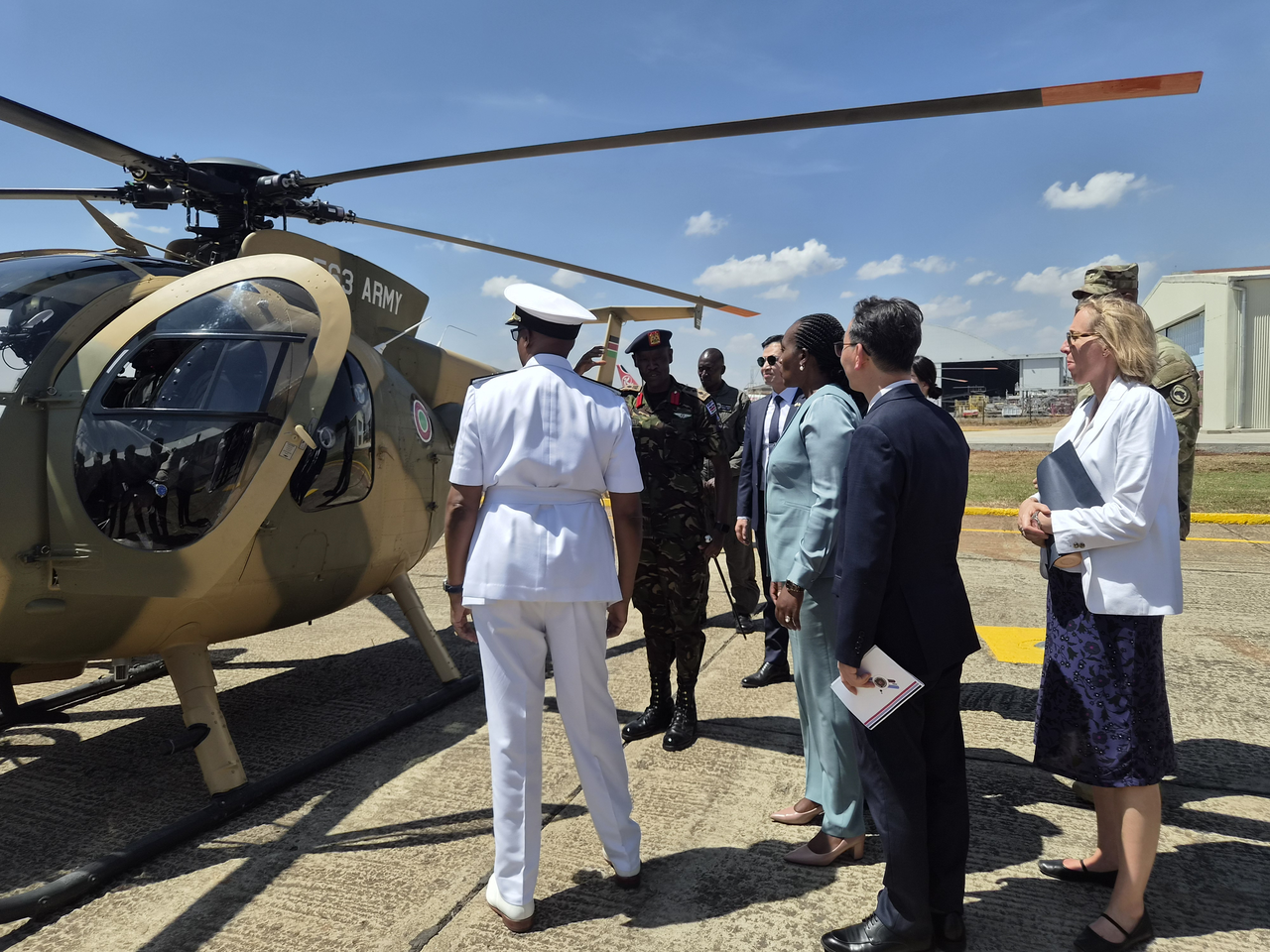 A ceremony marking the donation of 500MD helicopters takes place at the Kenya Army Aviation Command on Oct. 23, 2026. (Ministry of National Defense via Yonhap)
