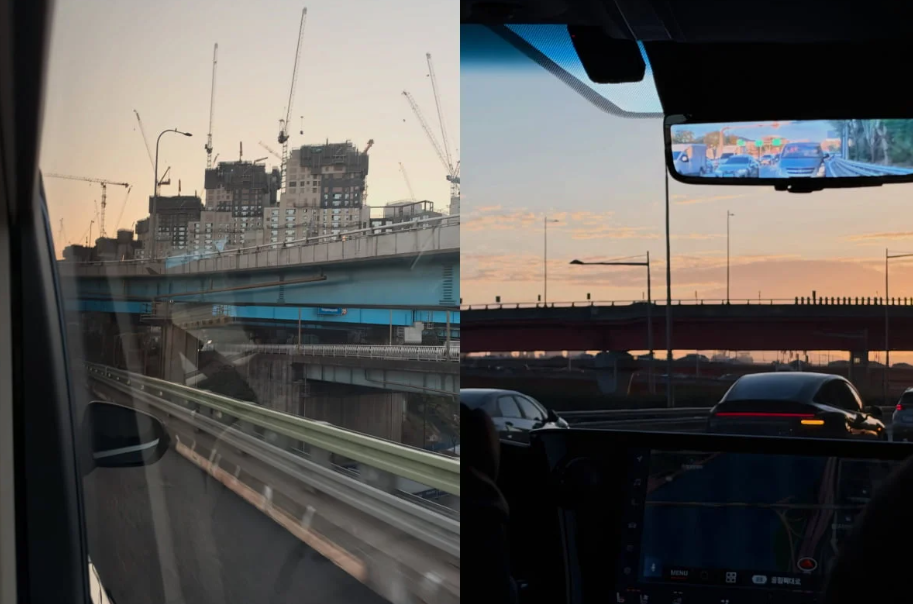 Photos of Seoul's cityscape taken from a moving car after Justin Bieber arrived in South Korea through Incheon International Airport on Friday morning, shared on his Instagram account. (Instagram @lilbieber)