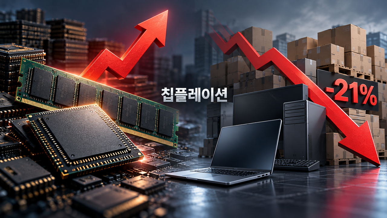 칩플레이션으로 인해 글로벌 PC 출하량이 전년 동기 대비 21% 감소했다. [챗GPT로 생성한 이미지]