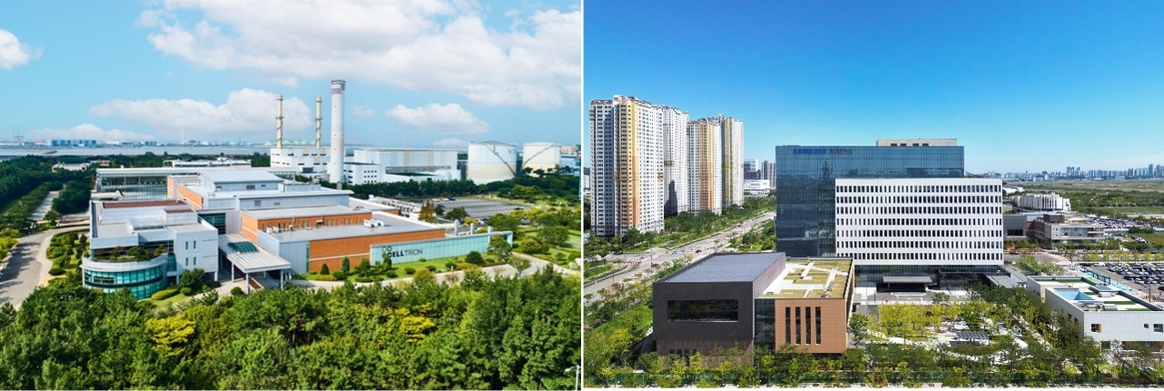 Celltrion (left) and Samsung Bioepis, both located in Songdo, Incheon. [Celltrion, Samsung Bioepis]