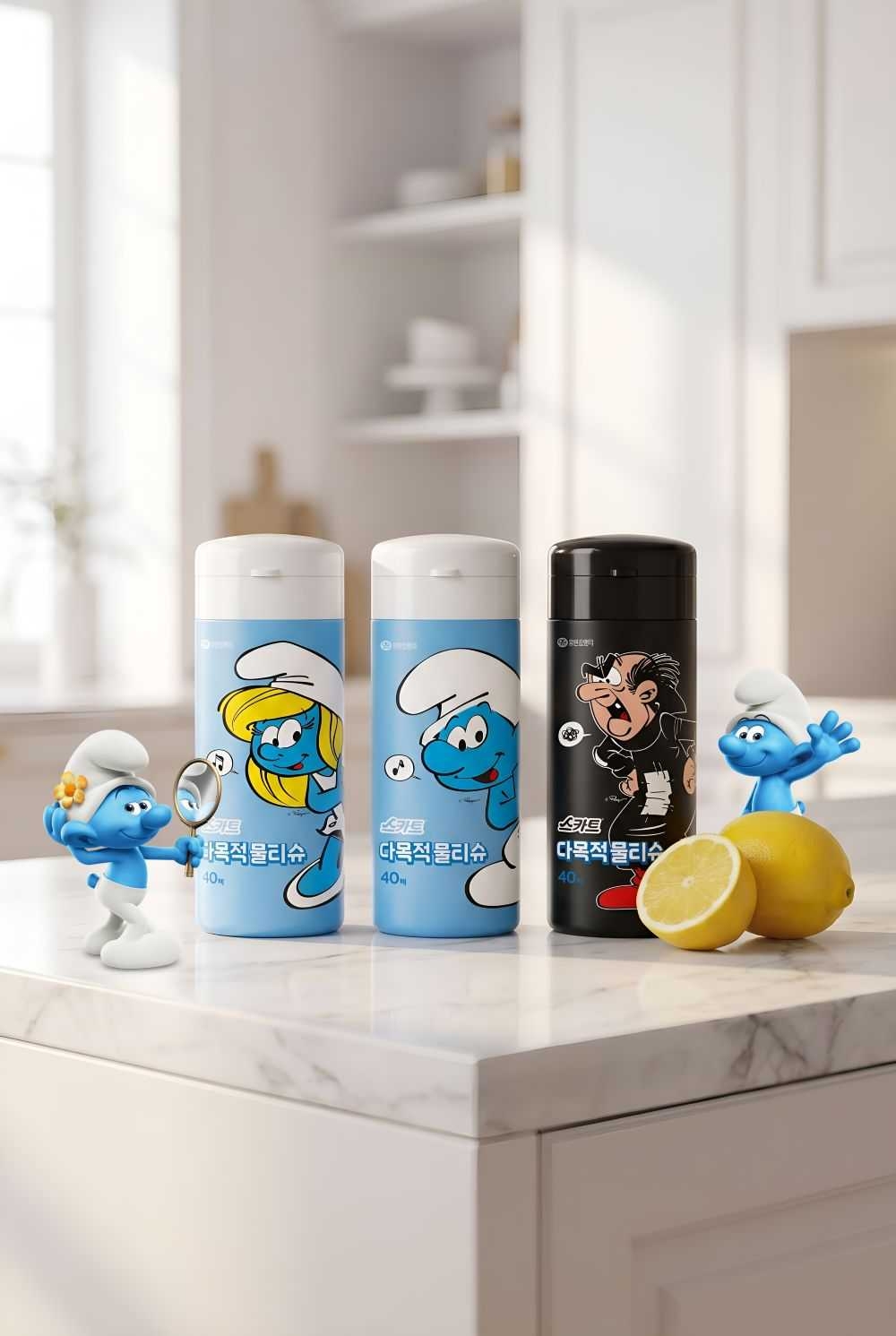 Scart multipurpose wet wipes Smurf Edition. [Yuhan-Kimberly]