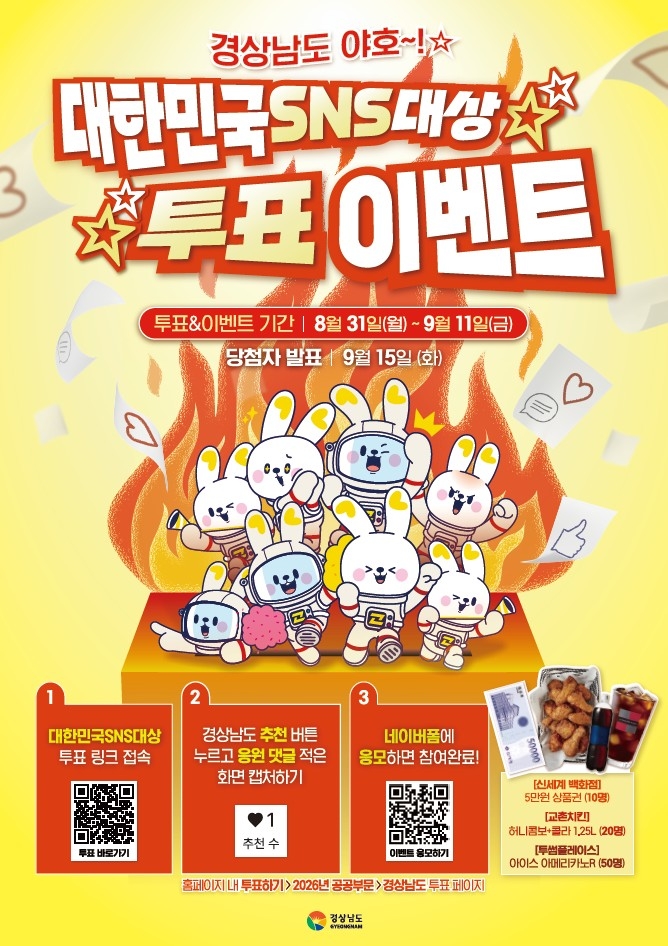 ‘대한민국 SNS 대상’ 4년 연속 최우수상을 수상한 경남도의 도민 참여형 SNS 투표 이벤트 홍보 이미지 [경남도 제공]