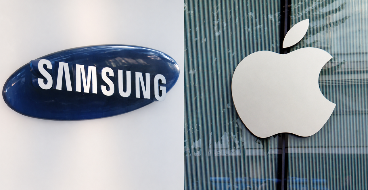 Samsung Electronics' Seocho office in southern Seoul (left) and Apple's Ginza store in Tokyo, Japan (Yonhap, EPA-Yonhap)