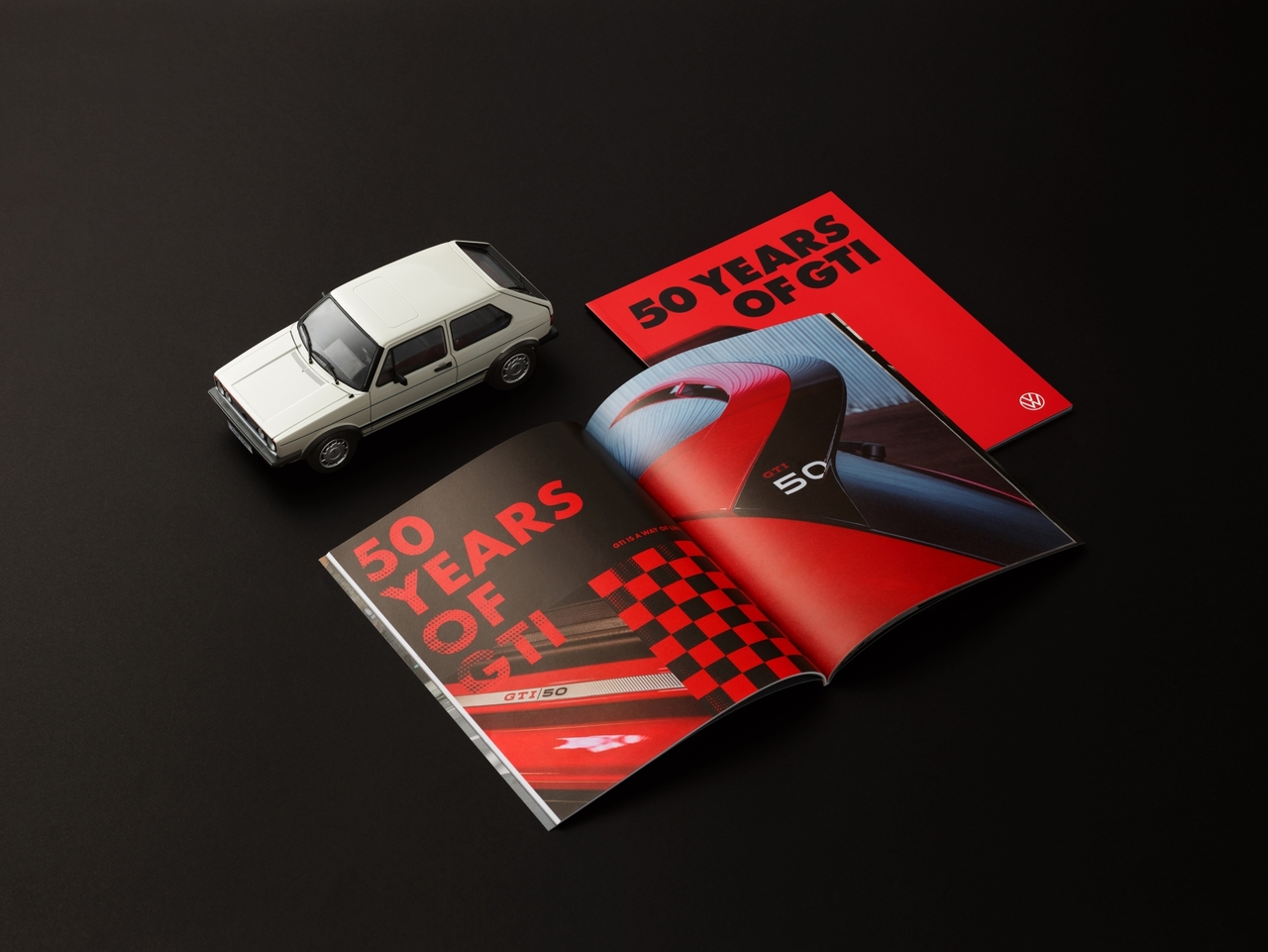 폭스바겐코리아가 골프 GTI 출시 50주년을 기념해 발간한 히스토리북 ‘50 YEARS OF GTI’. [폭스바겐코리아 제공]