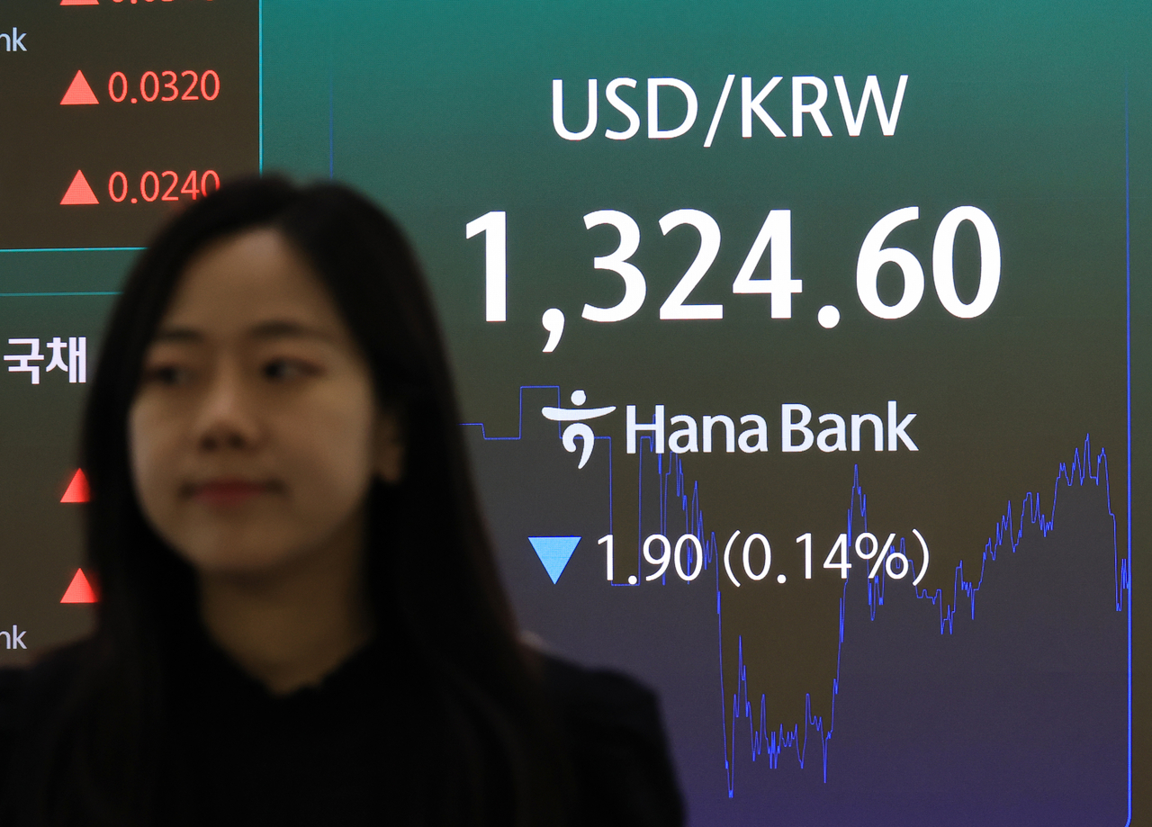 23일 서울 중구 하나은행 본점 딜링룸에 원/달러 환율이 표시되고 있다. [연합]