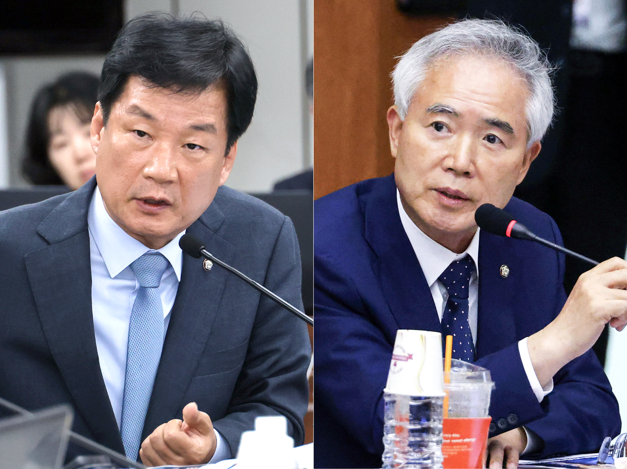 두 달째 공석인 법무부 장관 후보가 더불어민주당의 박균택 의원(왼쪽)과 양부남 의원 등 두 명의 검찰 출신 의원으로 압축된 것으로 전해지고 있다. [연합]