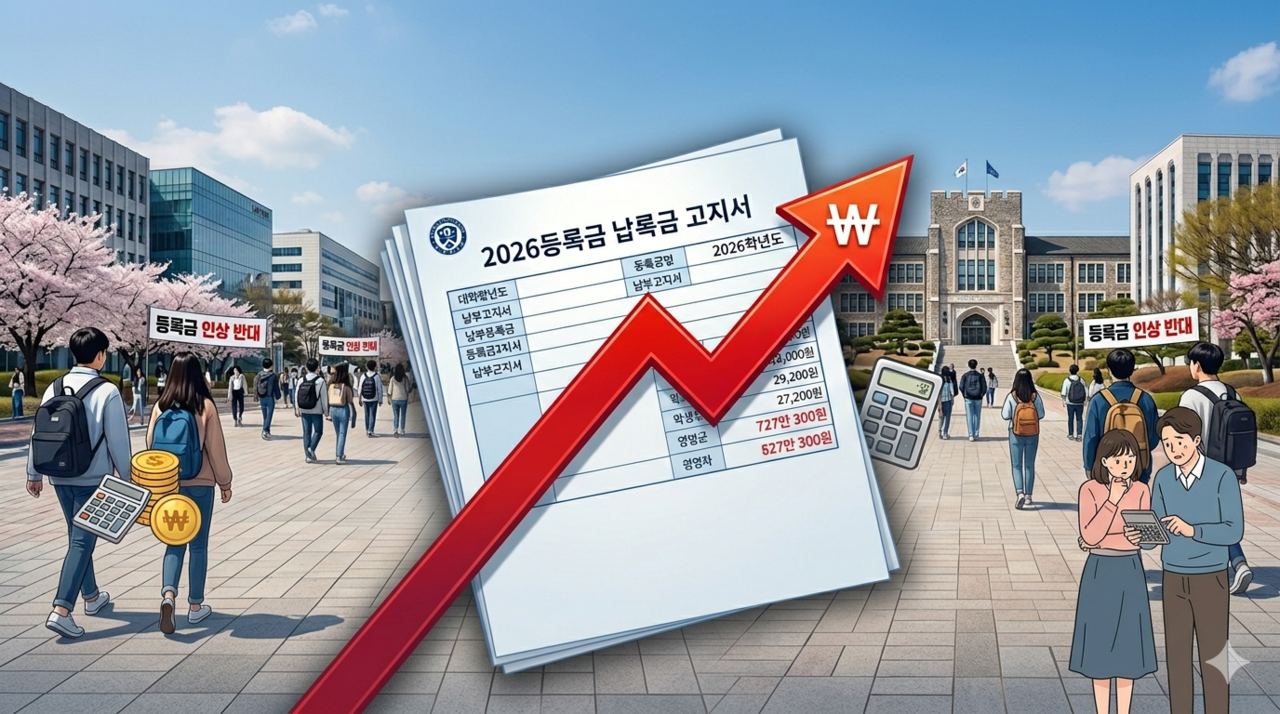 올해 4년제 일반대학과 교육대학 67.7%가 등록금을 인상한 것으로 파악됐다. 이들의 학생 1인당 연평균 등록금이 727만300원으로 집계됐다. [AI로 제작]